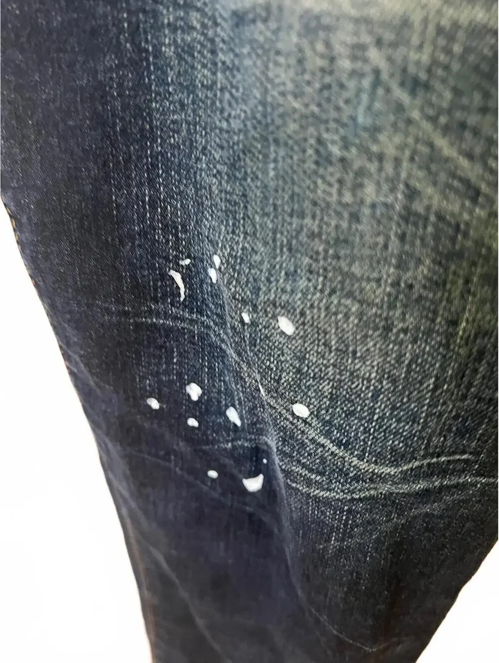 Valabasas Jeans Men's 40 Dark Wash Distressed Paint Splatter Skinny Button Fly